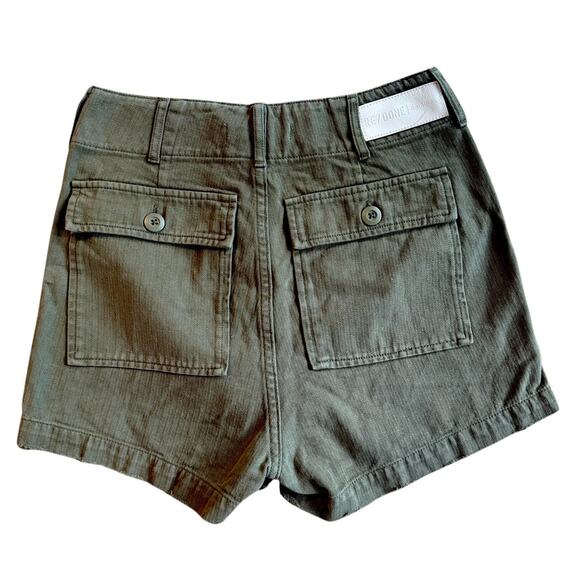 Re/Done Womens 50s Military Shorts Button Fly Olive Green 24 - Picture 8 of 8